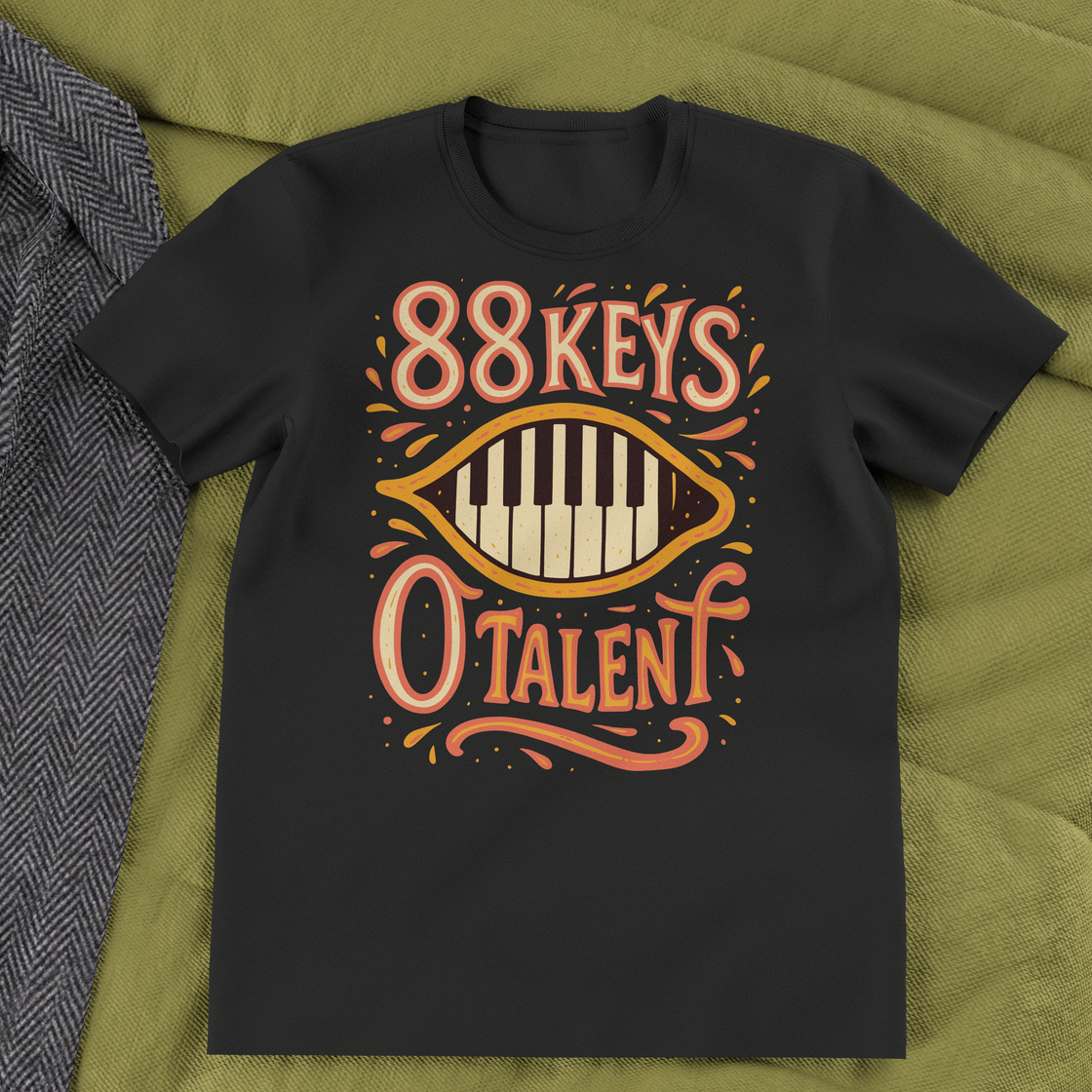 "88 KEYS, 0 TALENT" – The Ultimate Piano Lover's Tee